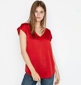 Express Satin V-Neck Gramercy Tee